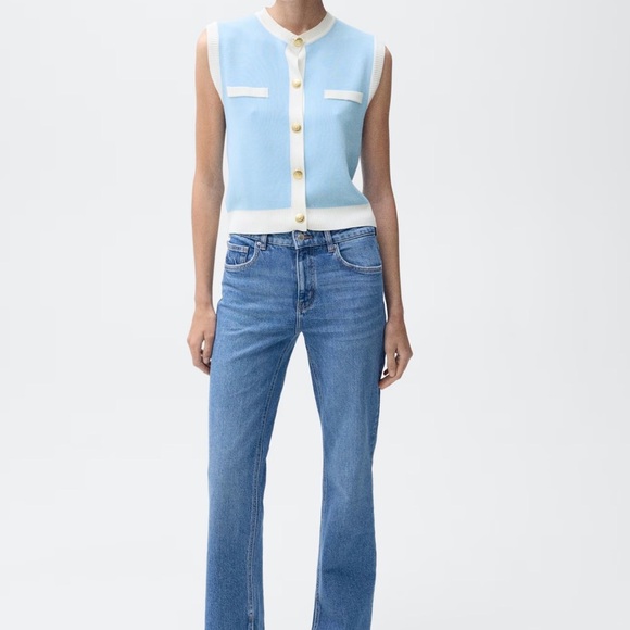 NWT MANGO
Women's Contrast Piping Knitted Waistcoat Sweater - Picture 2 of 8